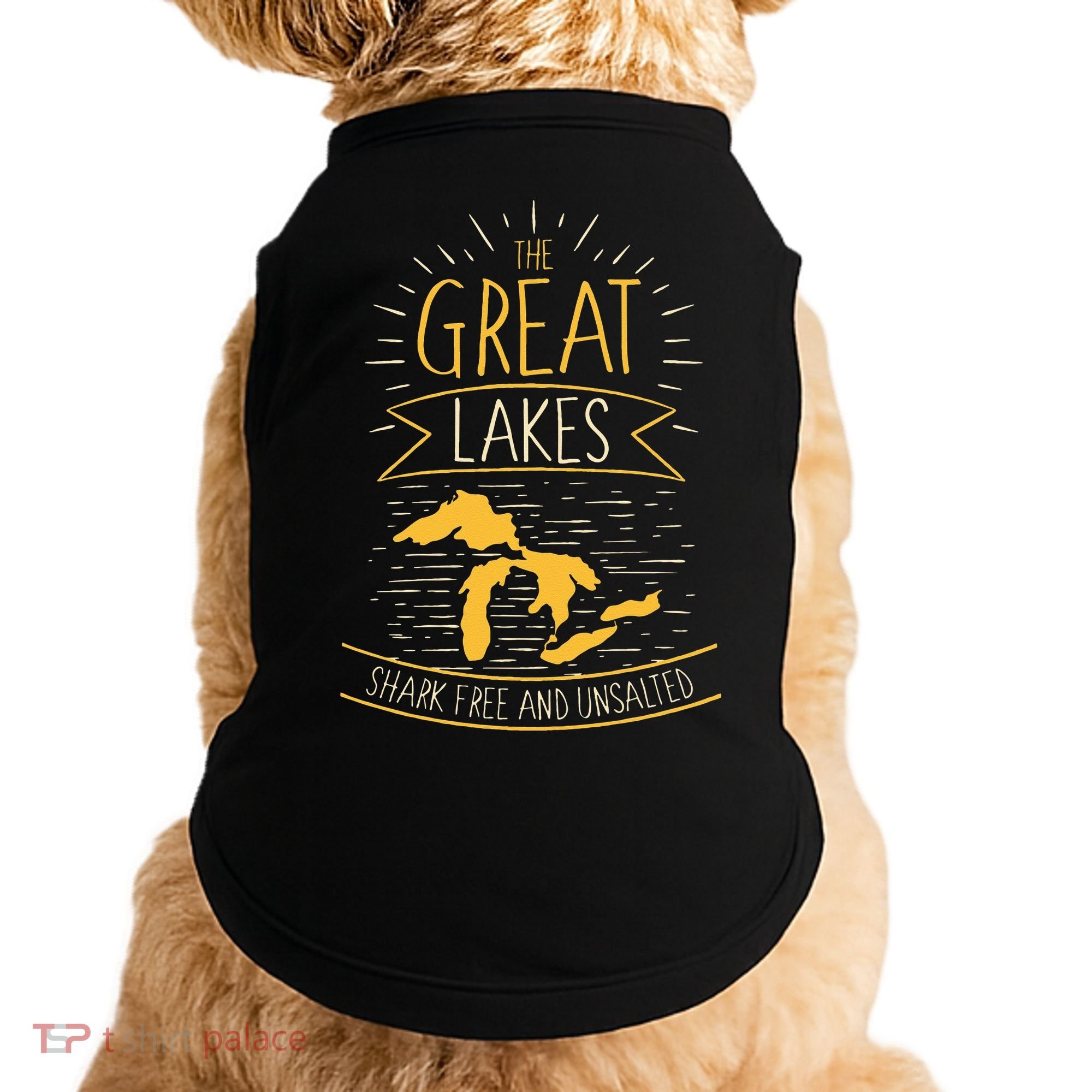 The Great Lakes Shark Free Unsalted Michigan Gift Doggie Tank