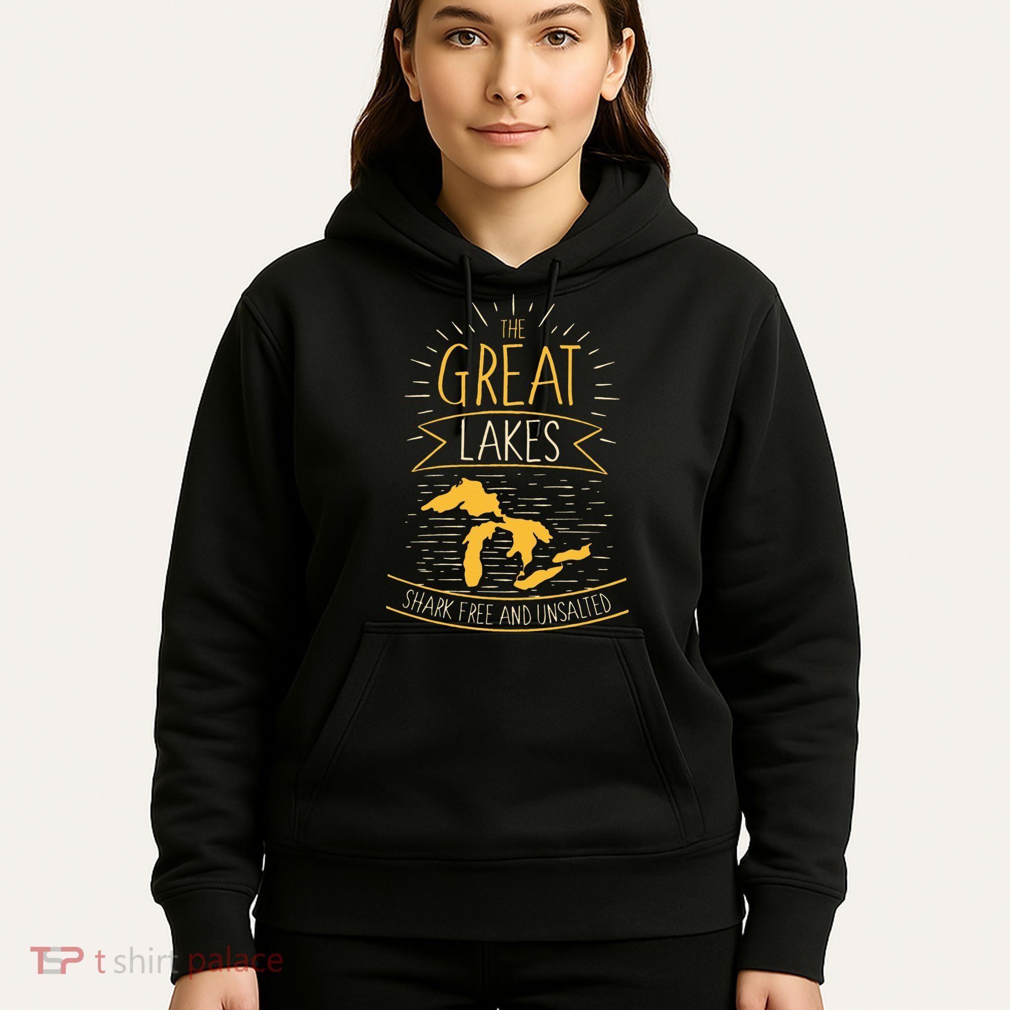 The Great Lakes Shark Free Unsalted Michigan Gift Hoodie