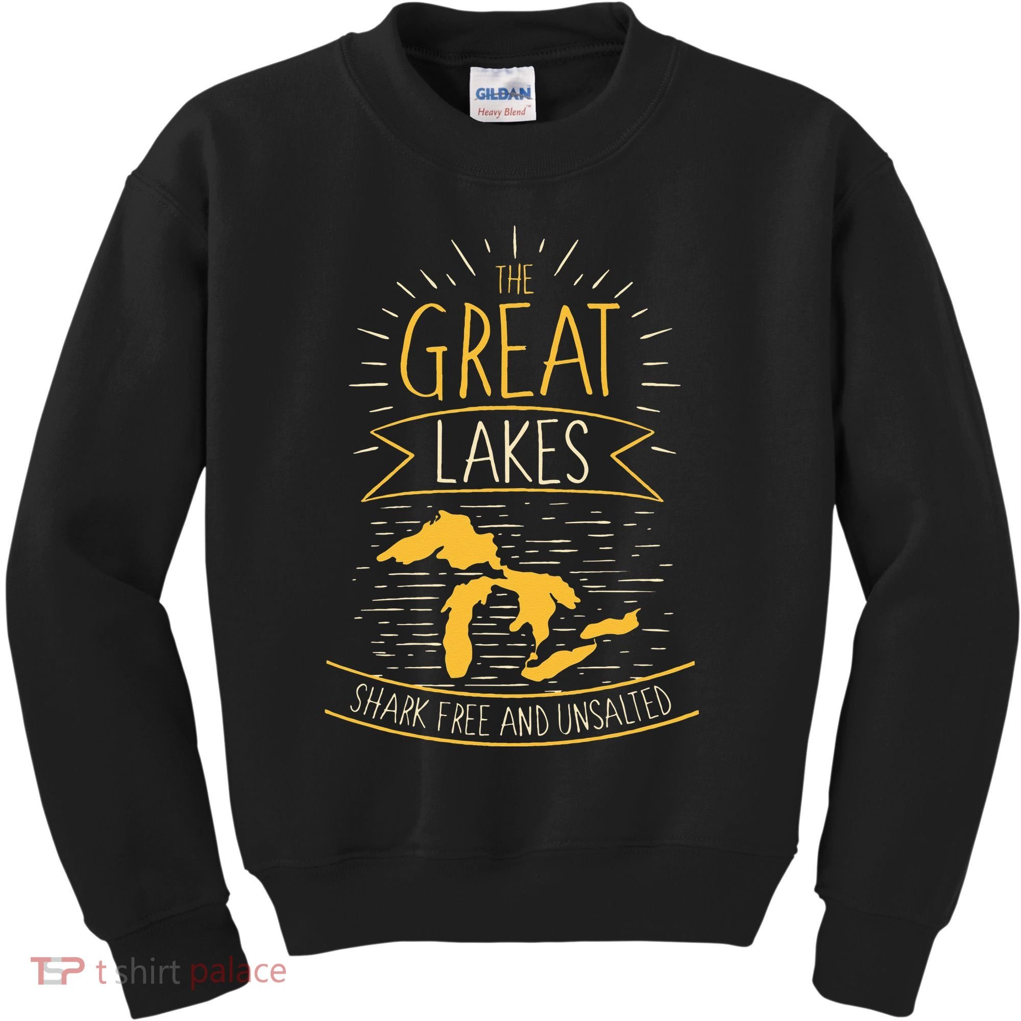 The Great Lakes Shark Free Unsalted Michigan Gift Kids Sweatshirt