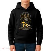 The Great Lakes Shark Free Unsalted Michigan Gift Kids Hoodie thumb 4