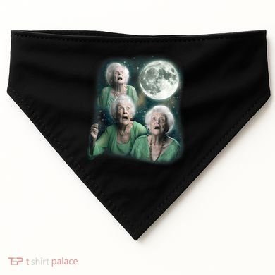 Three Granny Moon 3 Old Ladys Howling Weird Cursed Meme USA-Made Doggie Bandana