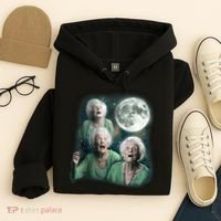Three Granny Moon 3 Old Ladys Howling Weird Cursed Meme Hoodie thumb 4