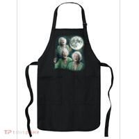 Three Granny Moon 3 Old Ladys Howling Weird Cursed Meme Apron thumb 0