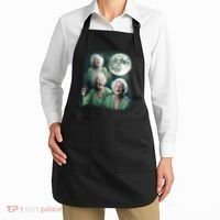 Three Granny Moon 3 Old Ladys Howling Weird Cursed Meme Apron thumb 2