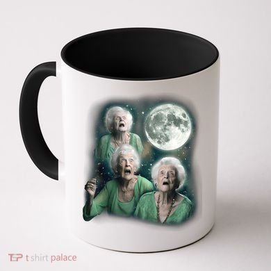 Three Granny Moon 3 Old Ladys Howling Weird Cursed Meme Coffee Mug