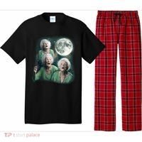 Three Granny Moon 3 Old Ladys Howling Weird Cursed Meme Pajama Set thumb 0