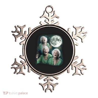 Three Granny Moon 3 Old Ladys Howling Weird Cursed Meme Ornament