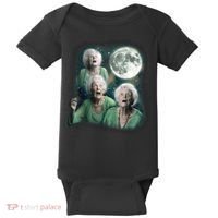 Three Granny Moon 3 Old Ladys Howling Weird Cursed Meme Baby Bodysuit thumb 0