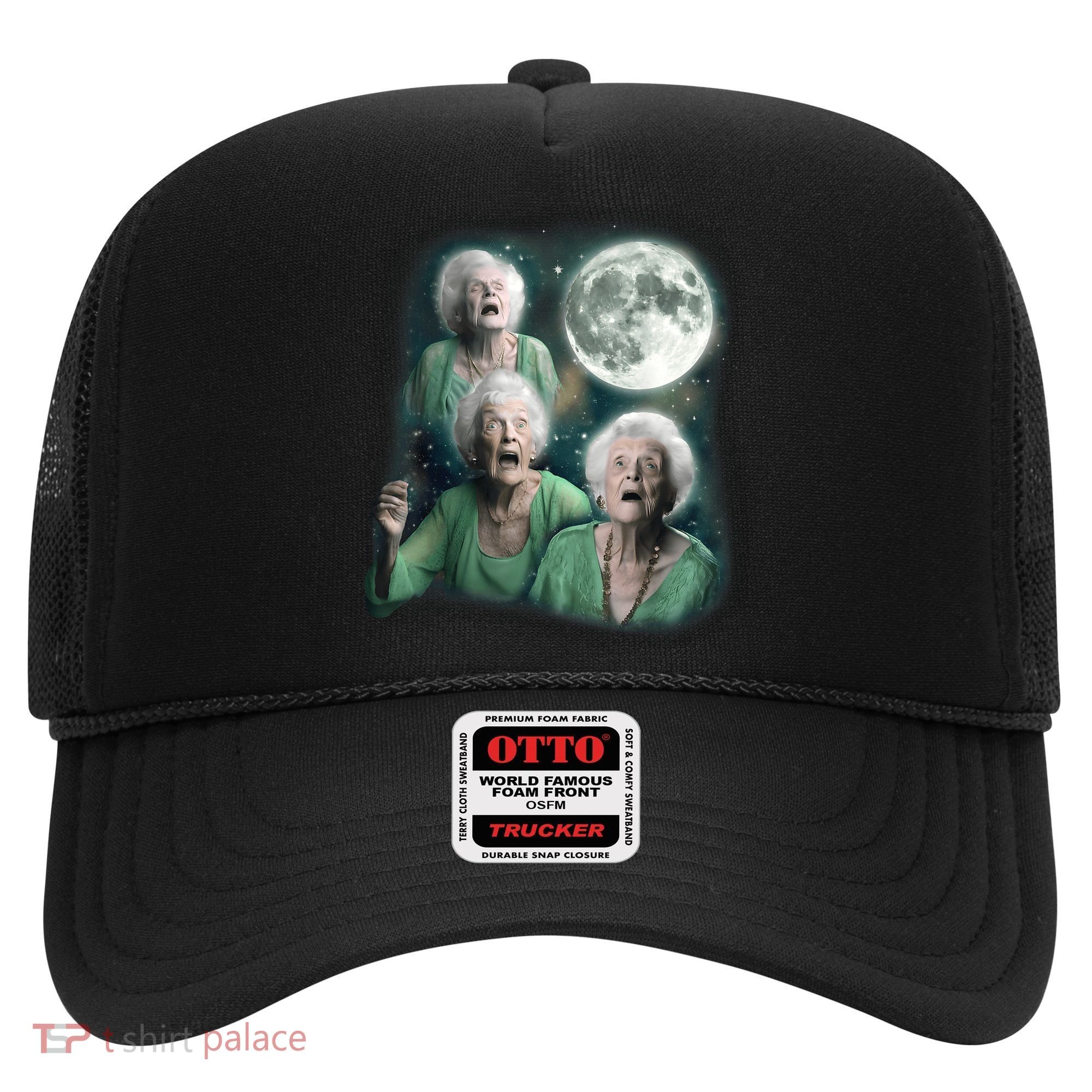 Three Granny Moon 3 Old Ladys Howling Weird Cursed Meme Hat