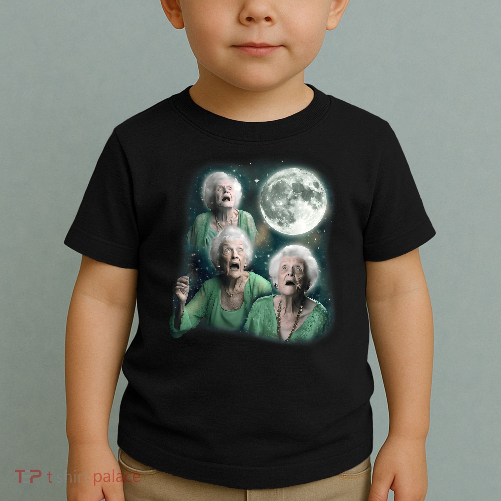 Three Granny Moon 3 Old Ladys Howling Weird Cursed Meme Toddler T-Shirt