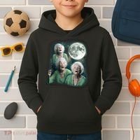 Three Granny Moon 3 Old Ladys Howling Weird Cursed Meme Kids Hoodie thumb 2