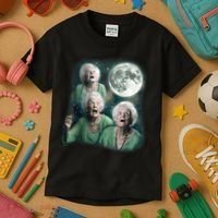 Three Granny Moon 3 Old Ladys Howling Weird Cursed Meme Kids T-Shirt thumb 3