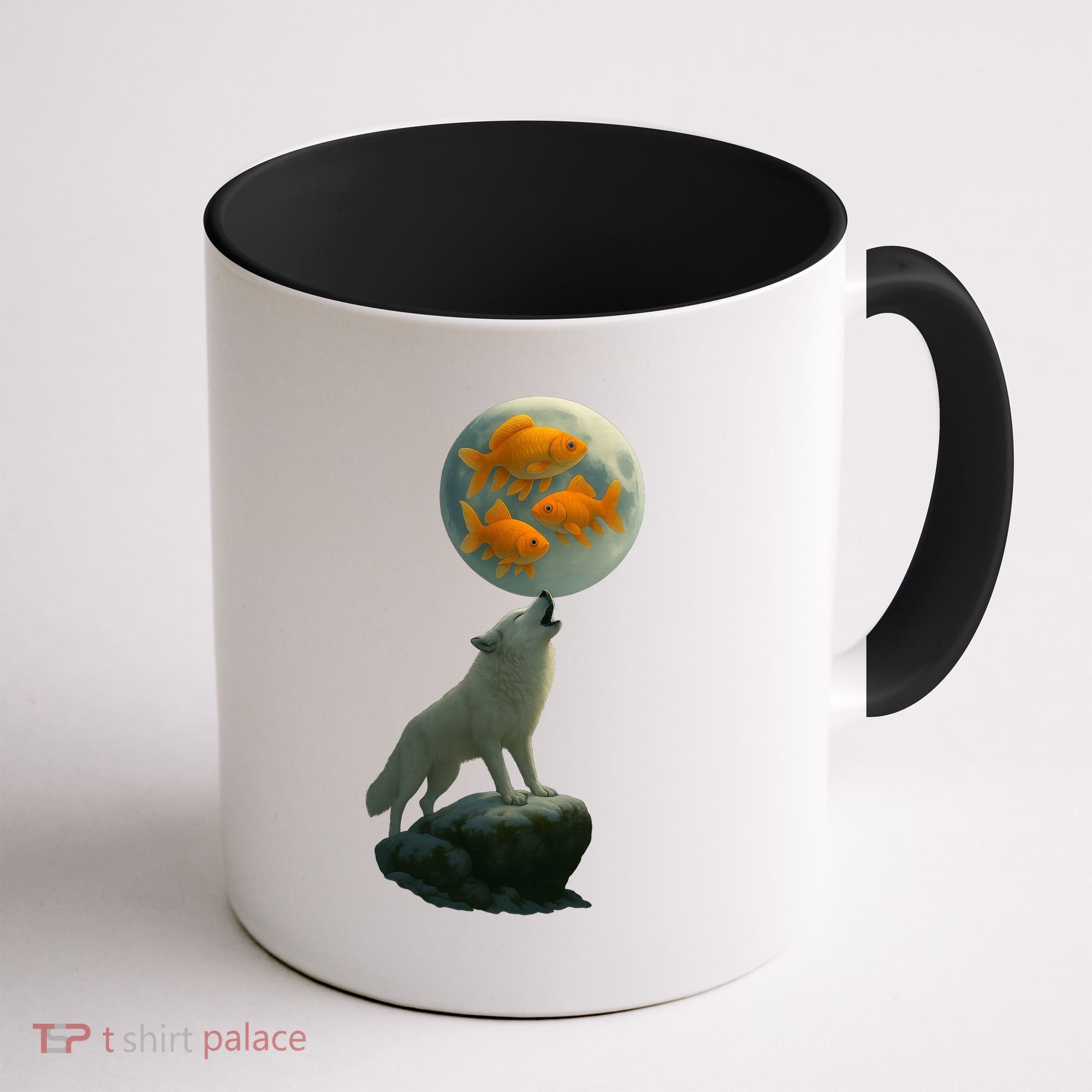 Three Goldfish Moon Coffee Mug