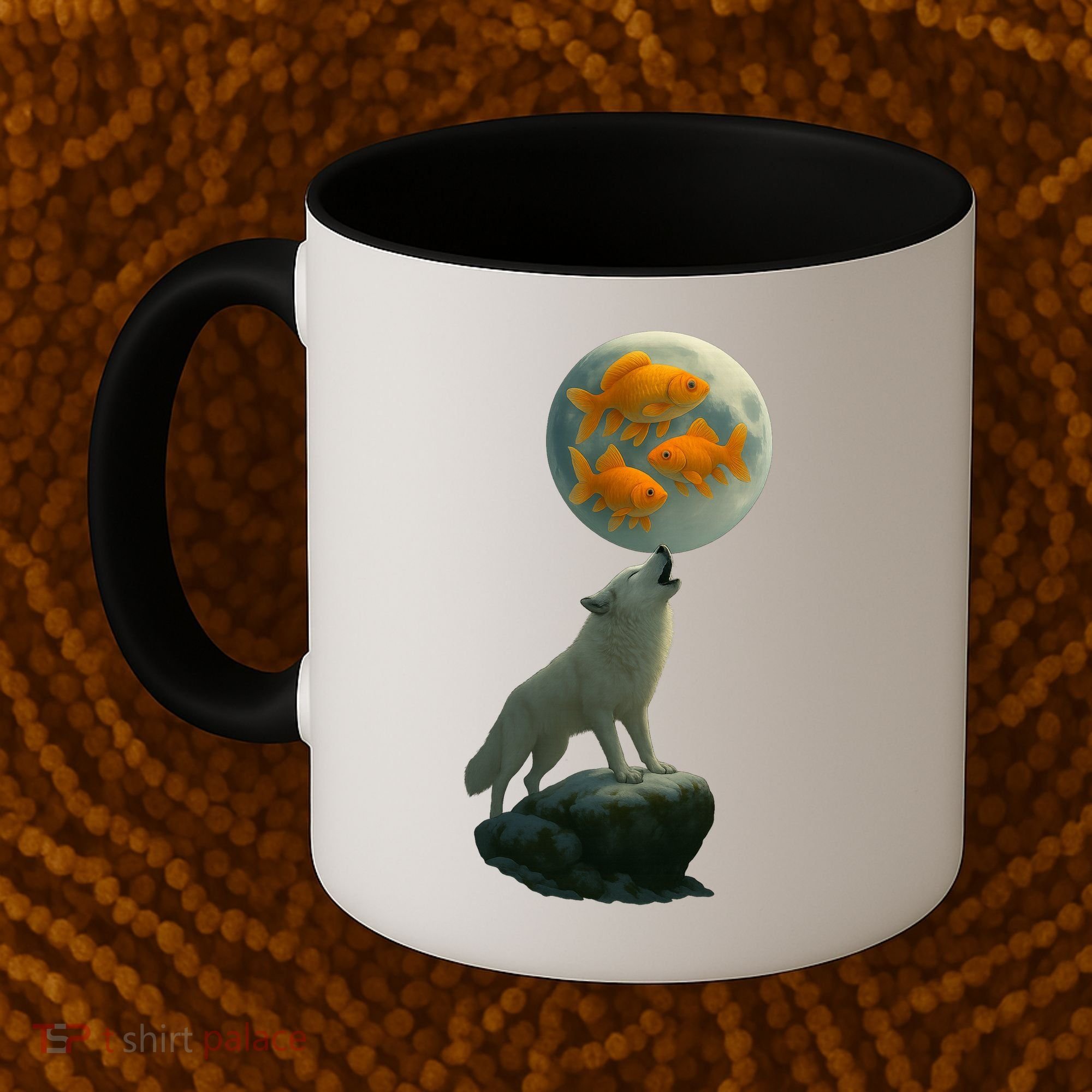 Three Goldfish Moon Coffee Mug