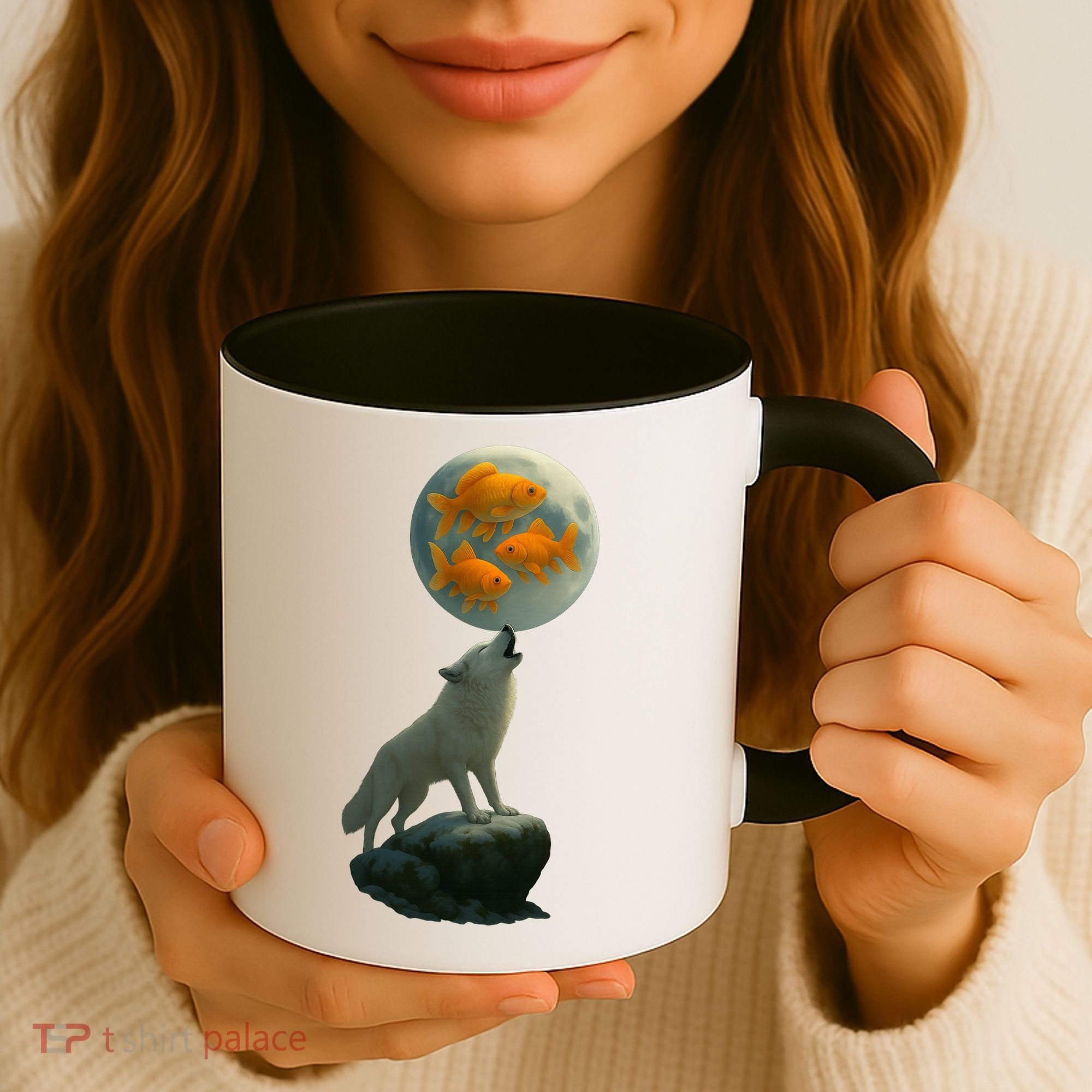 Three Goldfish Moon Coffee Mug
