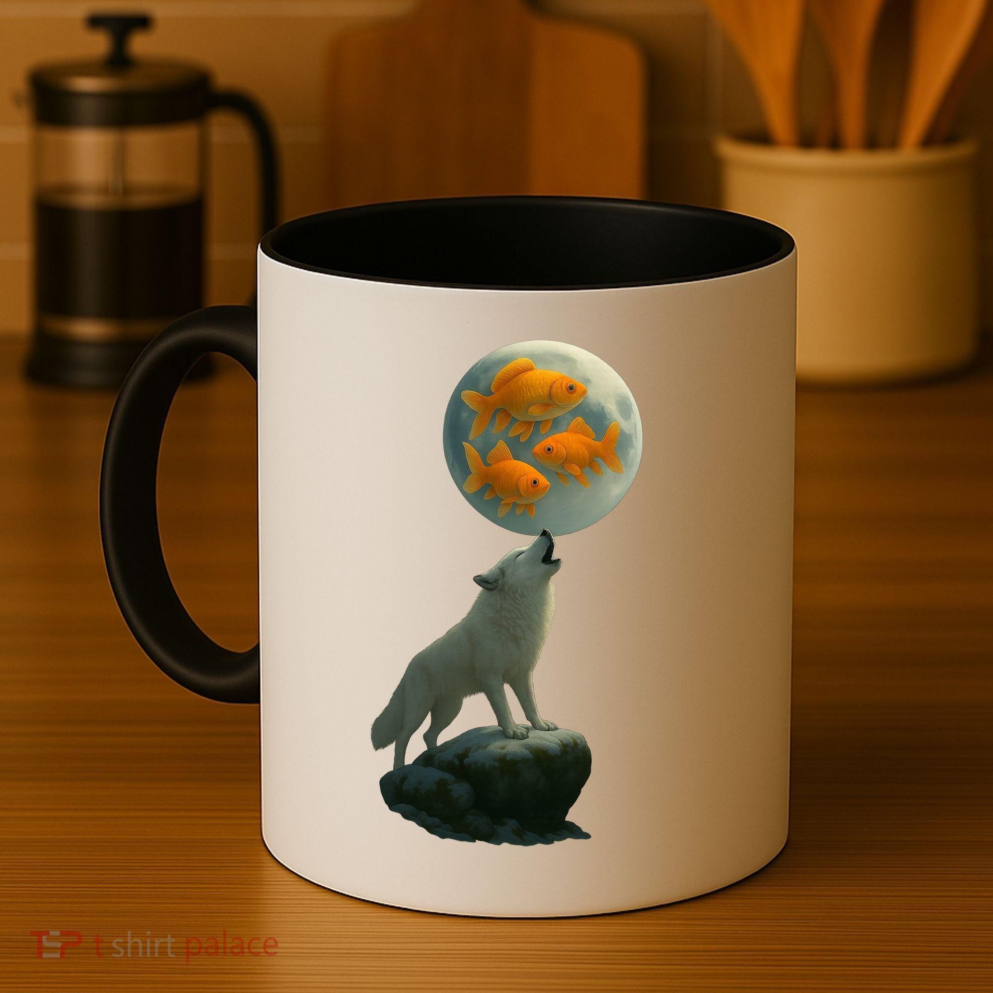 Three Goldfish Moon Coffee Mug