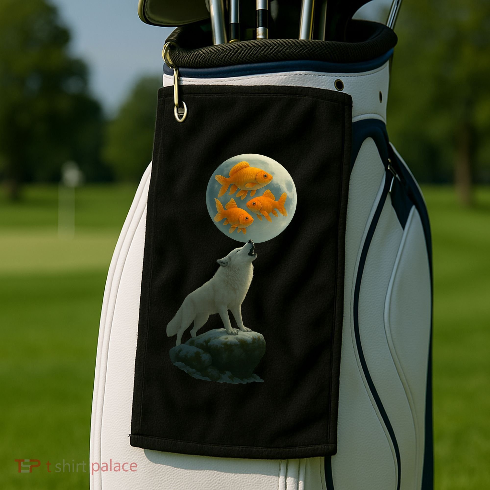 Three Goldfish Moon Golf Towel