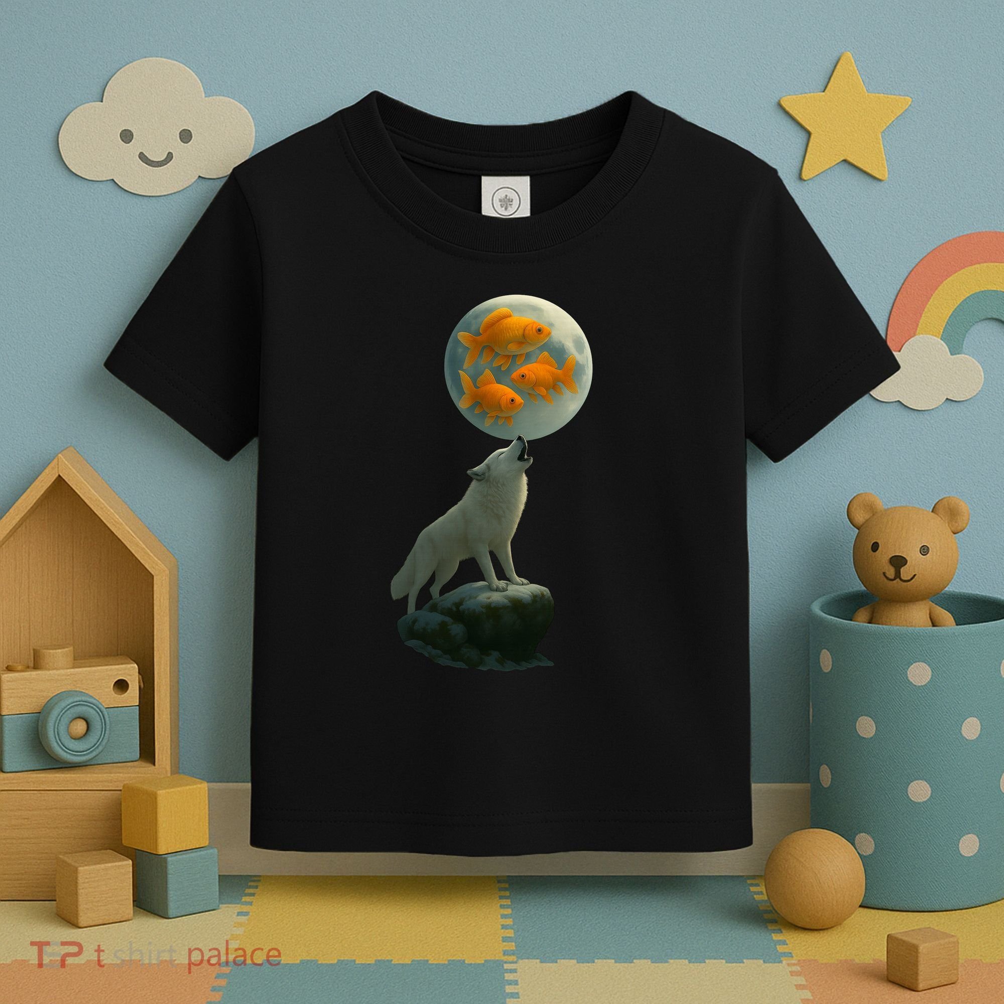 Three Goldfish Moon Toddler T-Shirt