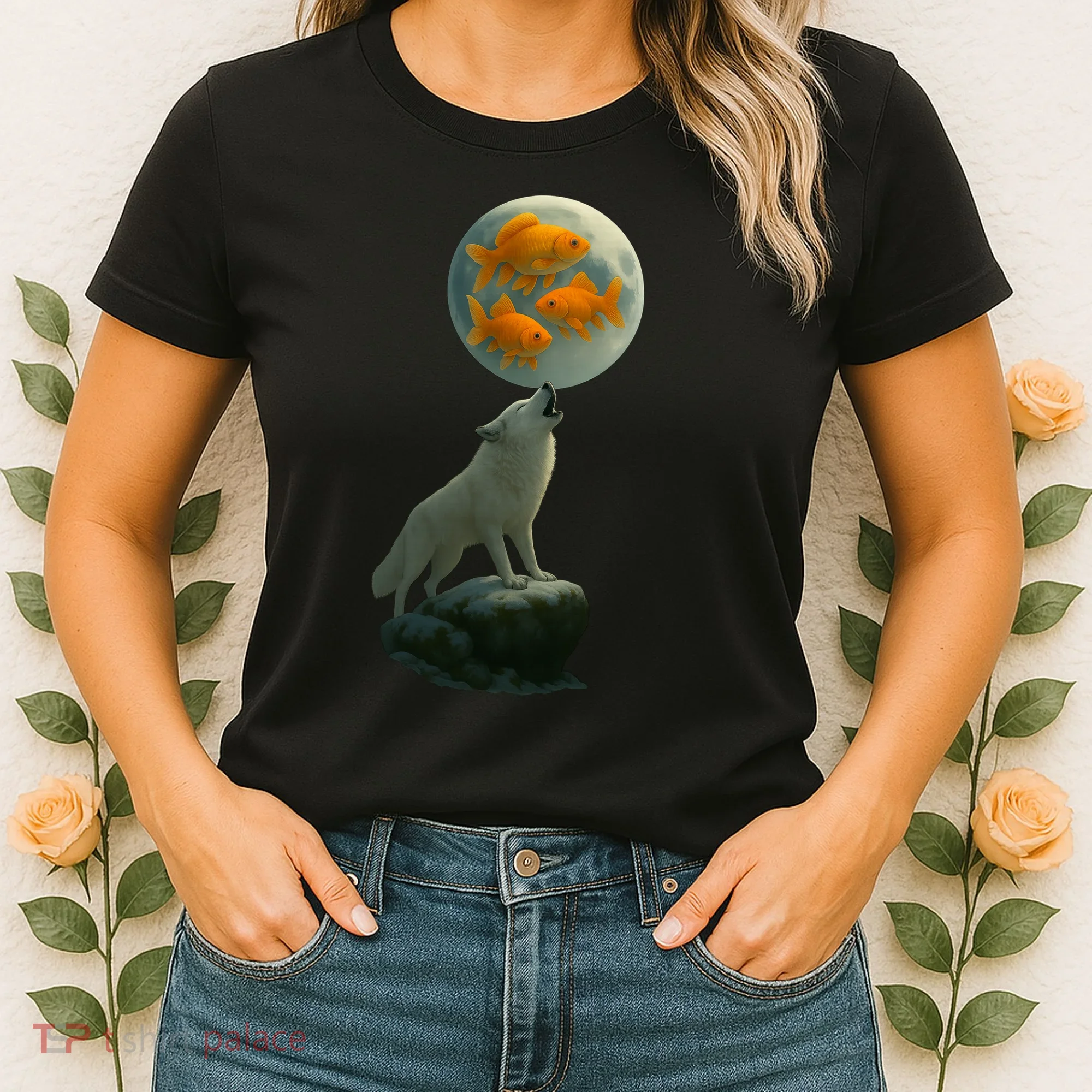 Three Goldfish Moon Women's T-Shirt