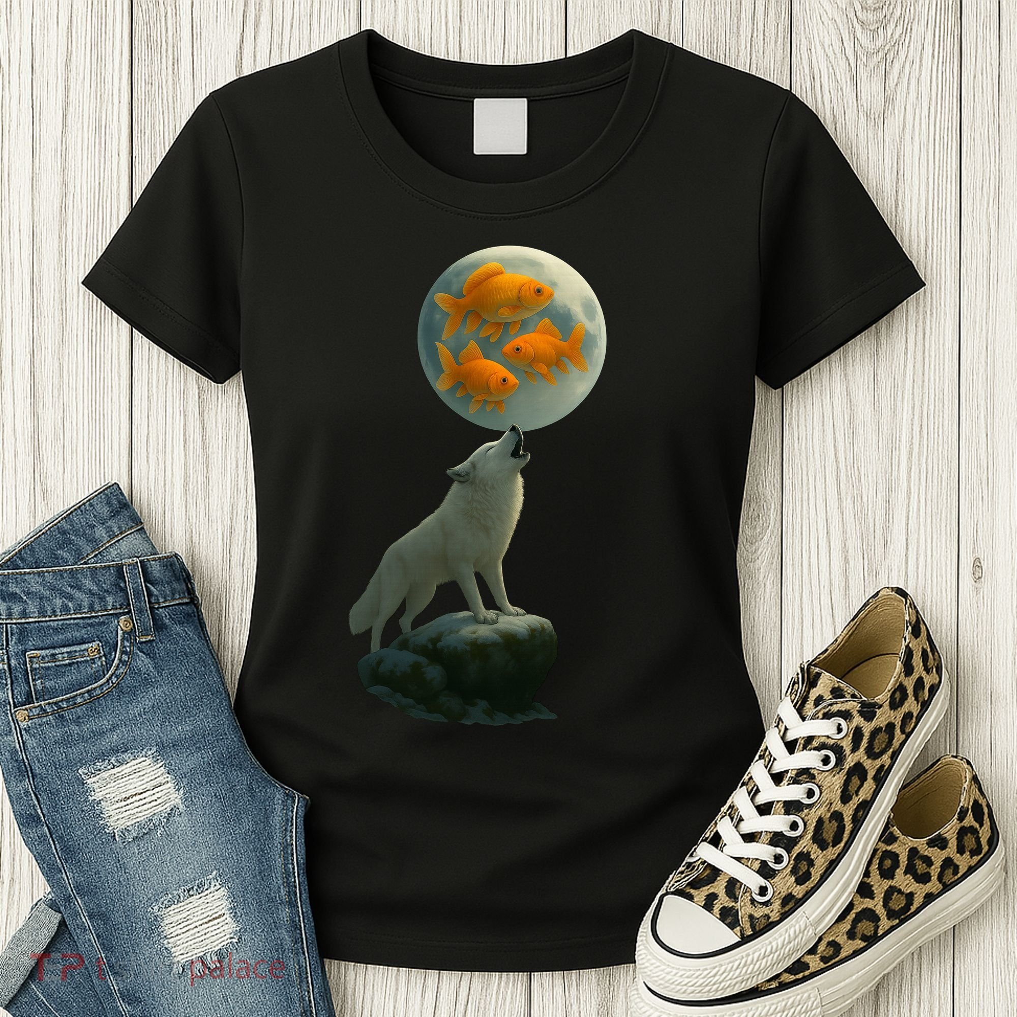 Three Goldfish Moon Women's T-Shirt