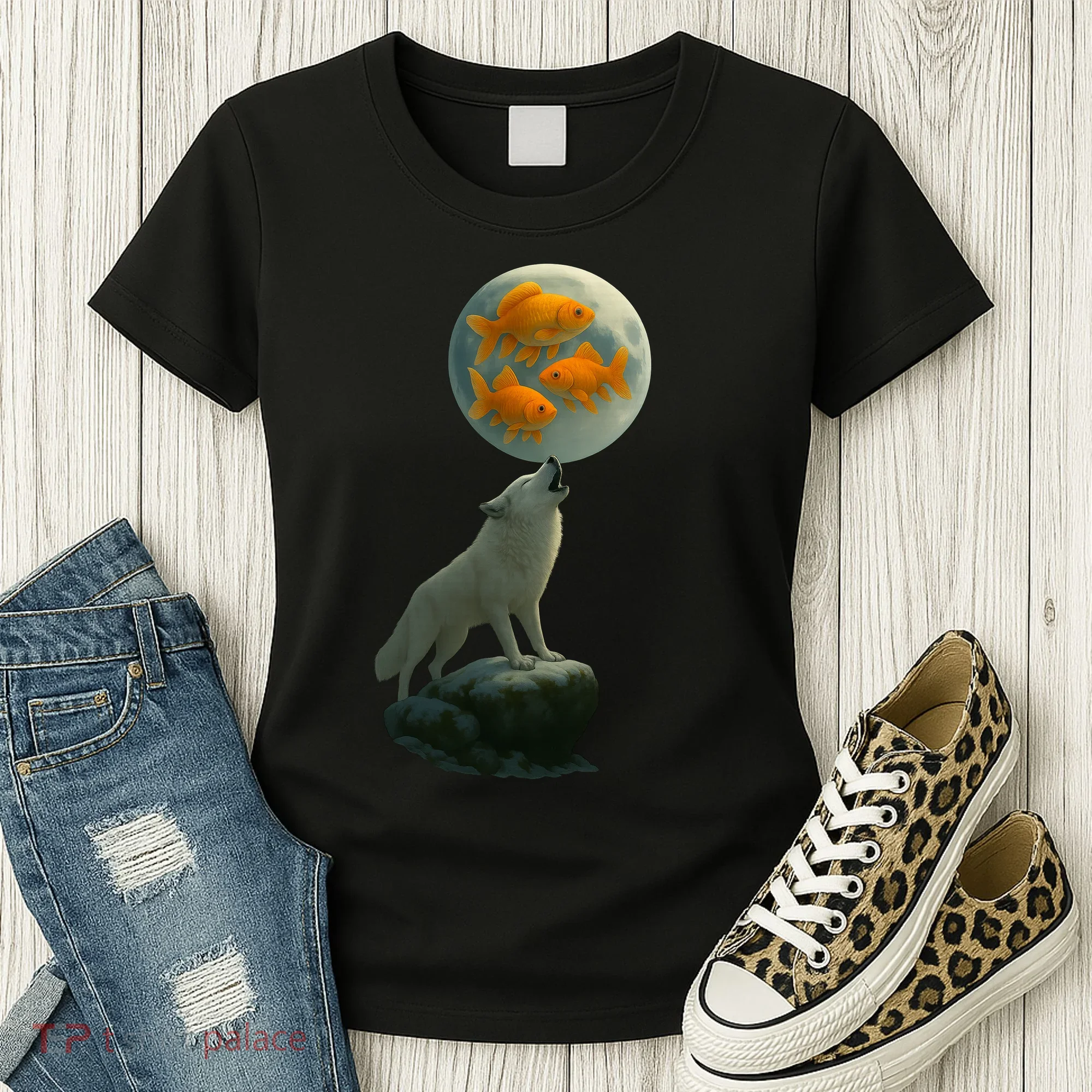 Three Goldfish Moon Women's T-Shirt