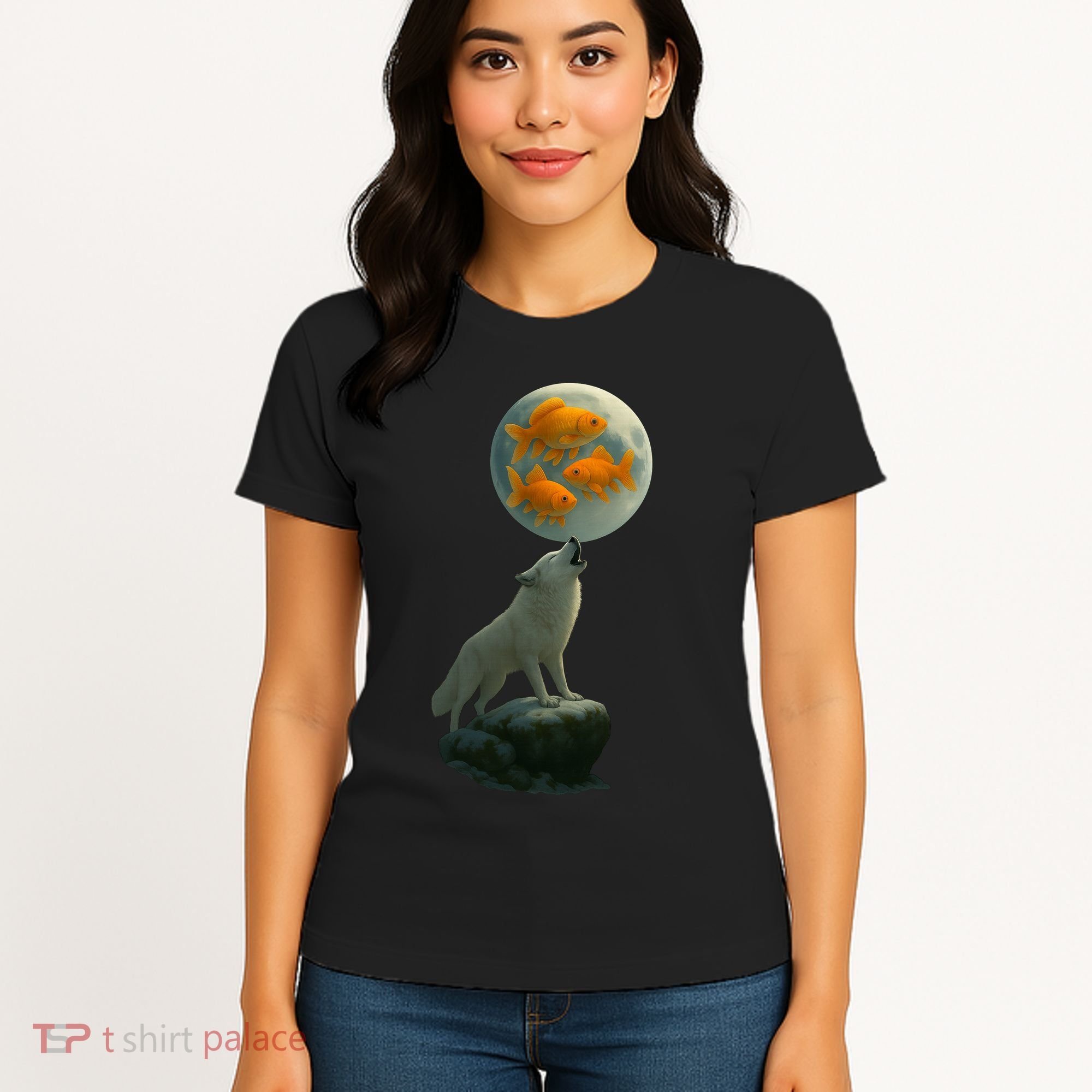 Three Goldfish Moon Women's T-Shirt