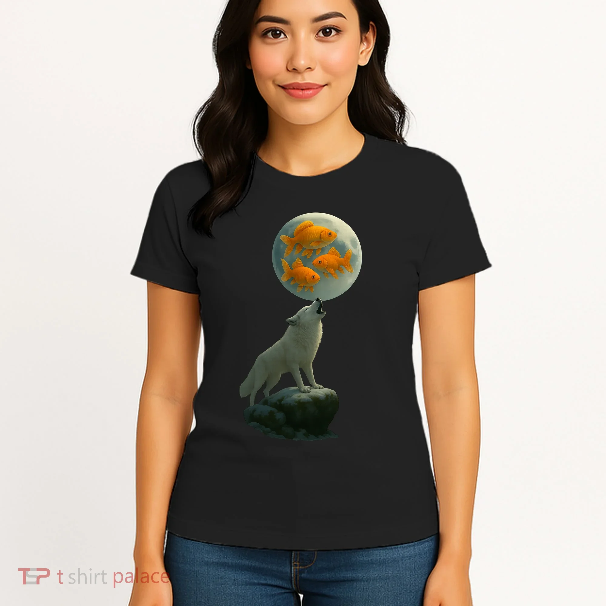 Three Goldfish Moon Women's T-Shirt