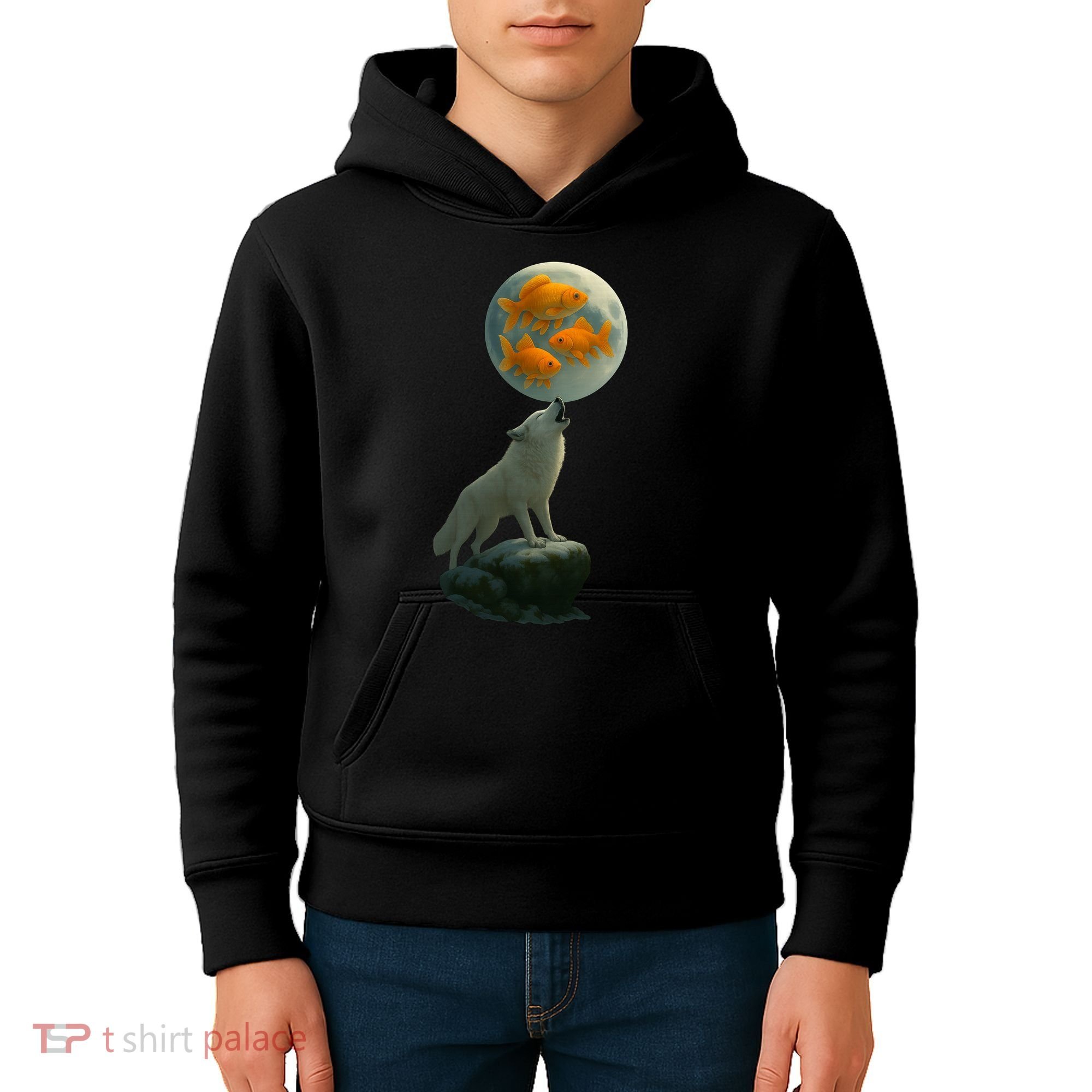 Three Goldfish Moon Kids Hoodie
