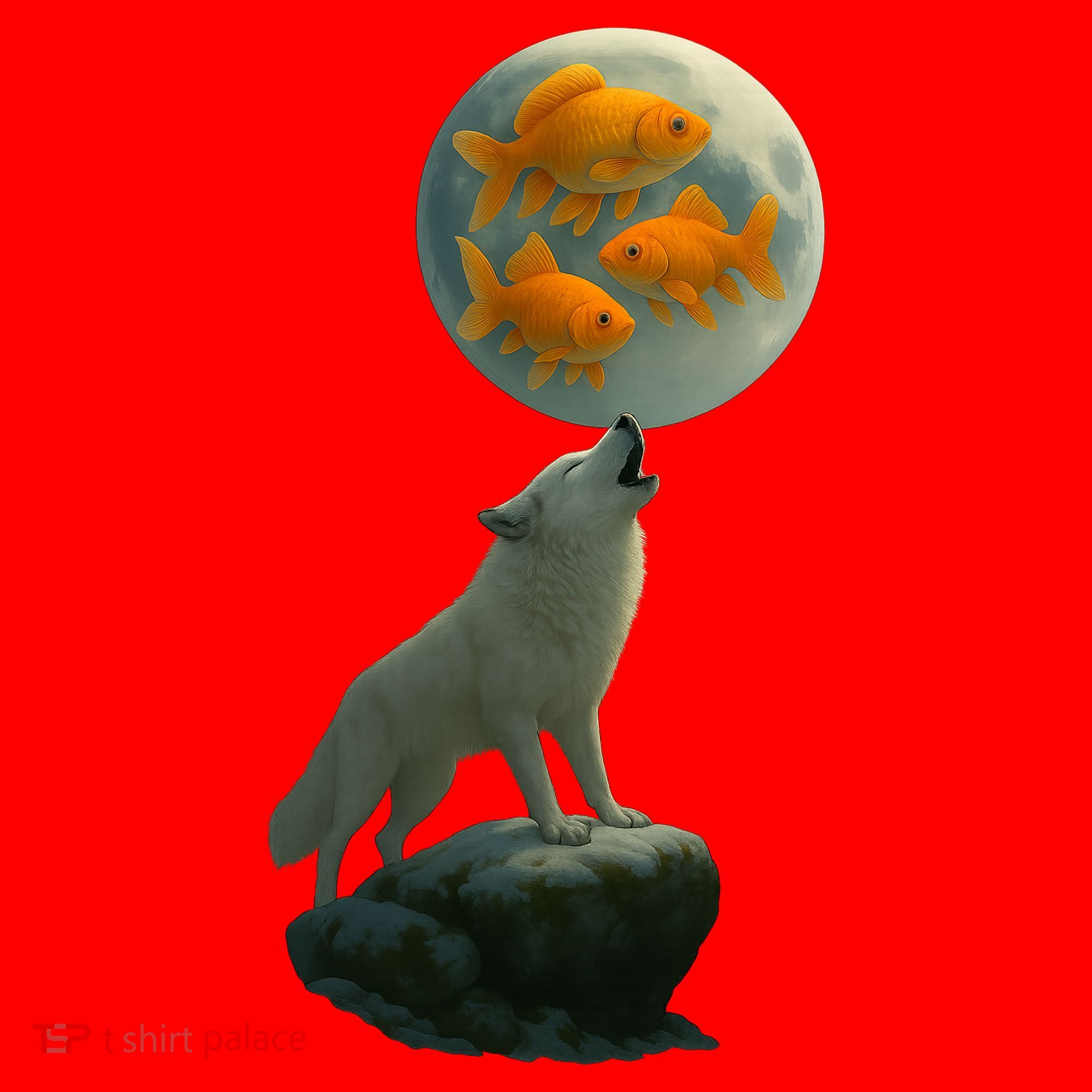 Three Goldfish Moon Santa Hat