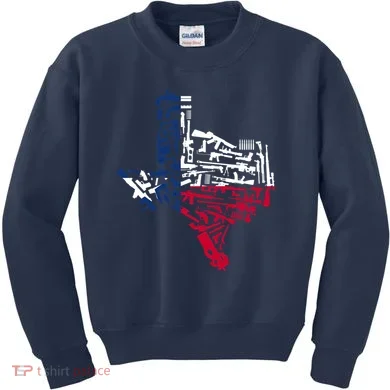 Texas gun map 2nd amendment Kids Sweatshirt
