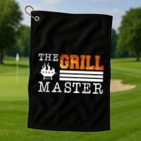 The Grill Master Bbq Barbecue Grillfather Grilling Sausage Gift Golf Towel thumb 1