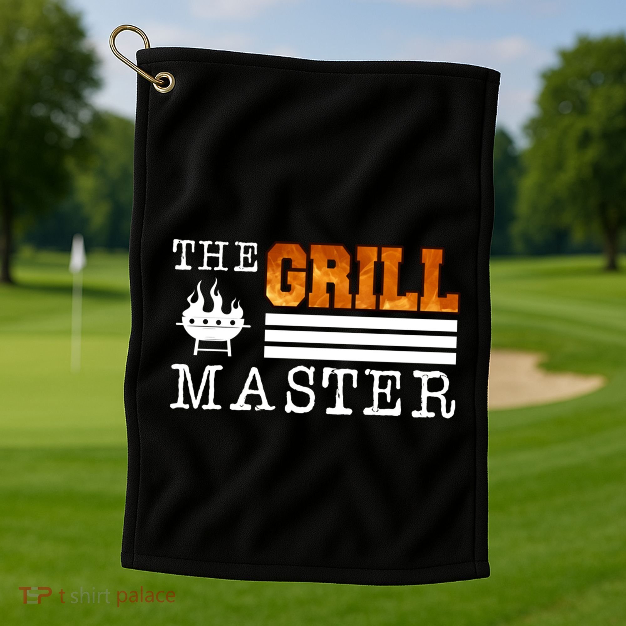 The Grill Master Bbq Barbecue Grillfather Grilling Sausage Gift Golf Towel