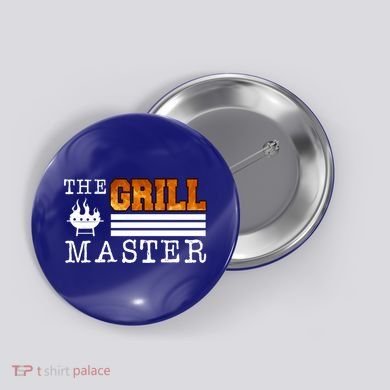 The Grill Master Bbq Barbecue Grillfather Grilling Sausage Gift Button