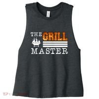 The Grill Master Bbq Barbecue Grillfather Grilling Sausage Gift Women's Racerback Cropped Tank thumb 0