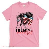 Trump Girl Messy Bun Sunglasses Usa Flag T-Shirt thumb 0