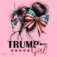 Trump Girl Messy Bun Sunglasses Usa Flag T-Shirt thumb 7