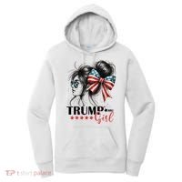 Trump Girl Messy Bun Sunglasses Usa Flag Women's Hoodie thumb 0