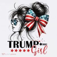 Trump Girl Messy Bun Sunglasses Usa Flag Women's Hoodie thumb 2