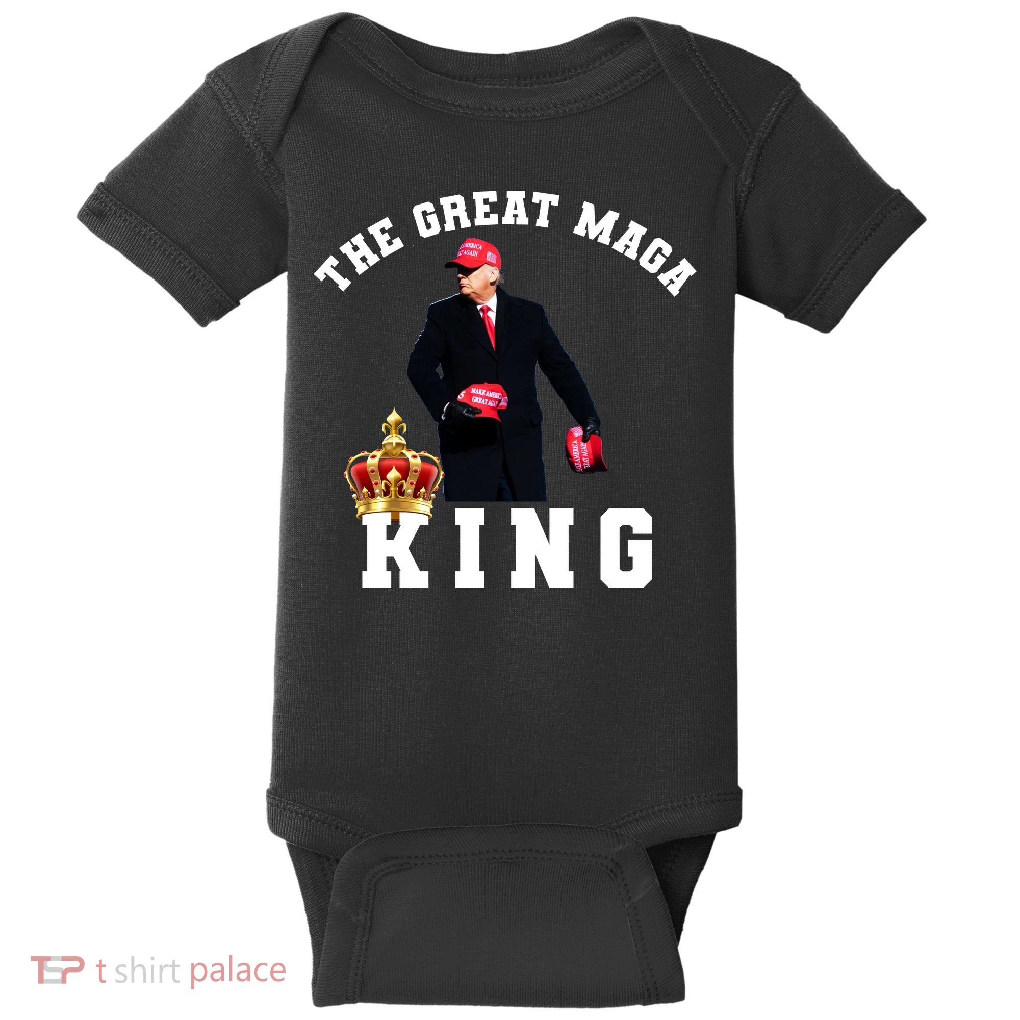 The Great MAGA King Trump 2024 USA Baby Bodysuit