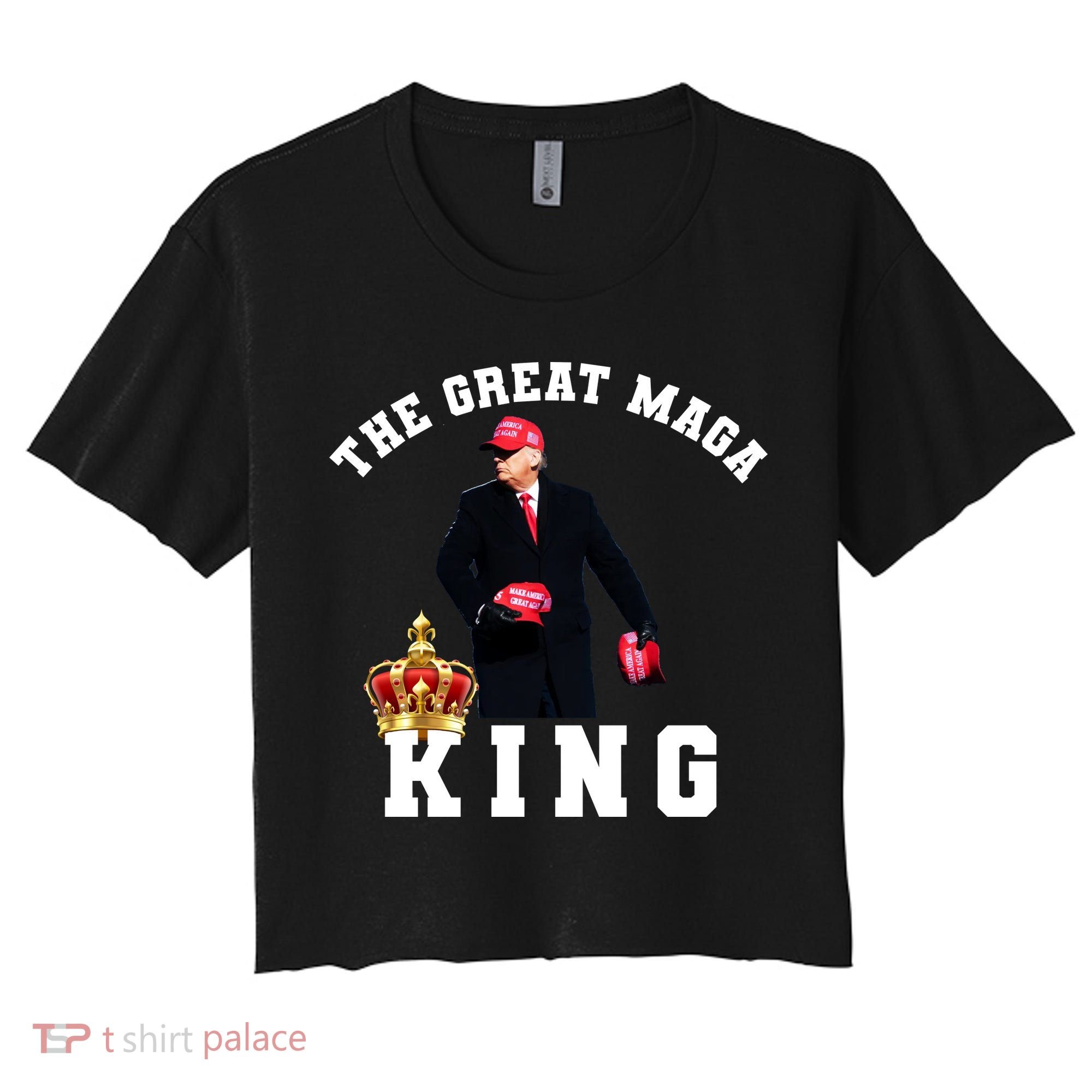 The Great MAGA King Trump 2024 USA Women's Crop Top Tee