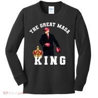 The Great MAGA King Trump 2024 USA Kids Long Sleeve Shirt thumb 0