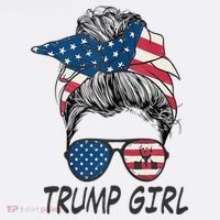 Trump Girl Messy Bun American Flag Women T-Shirt thumb 7