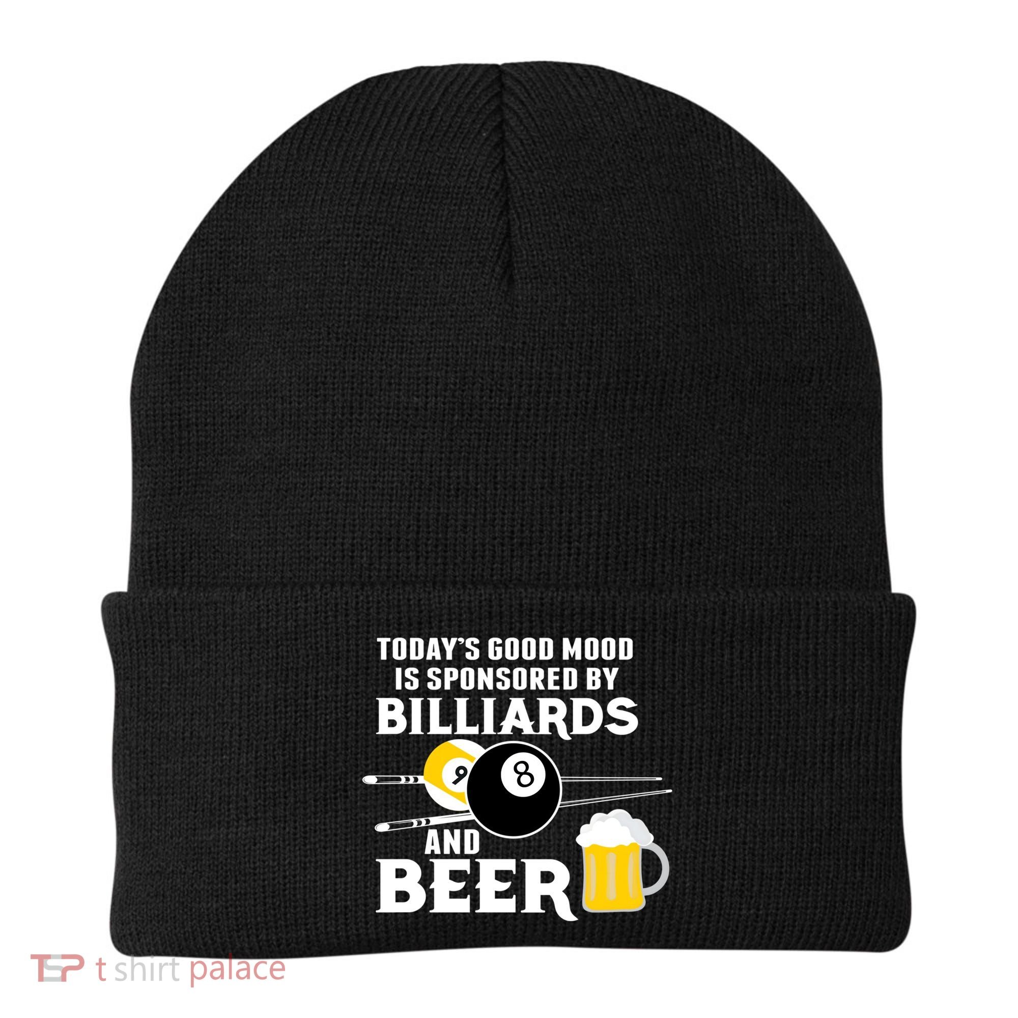 Today's Good Mood Sponsored By Billiards And Beer Gift For Father's Day Beanie
