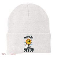 Today's Good Mood Is Sponsored By Jesus Funny Christian Beanie thumb 0