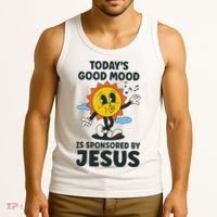 Today's Good Mood Is Sponsored By Jesus Funny Christian Tank Top thumb 3
