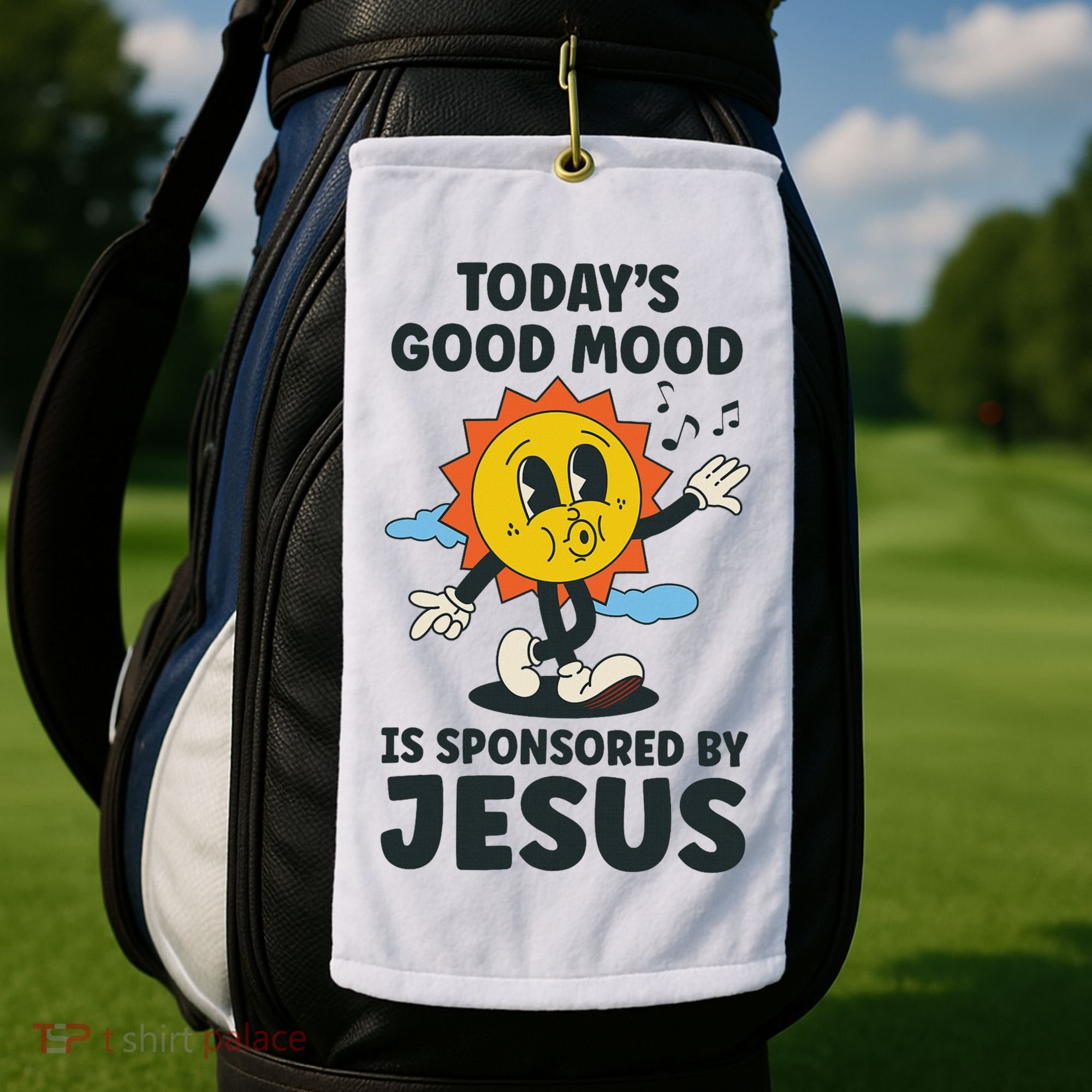 Today's Good Mood Is Sponsored By Jesus Funny Christian Golf Towel