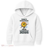 Today's Good Mood Is Sponsored By Jesus Funny Christian Kids Hoodie thumb 0