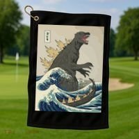 The Great Monster Off Kanagawa Team Wave Golf Towel thumb 1