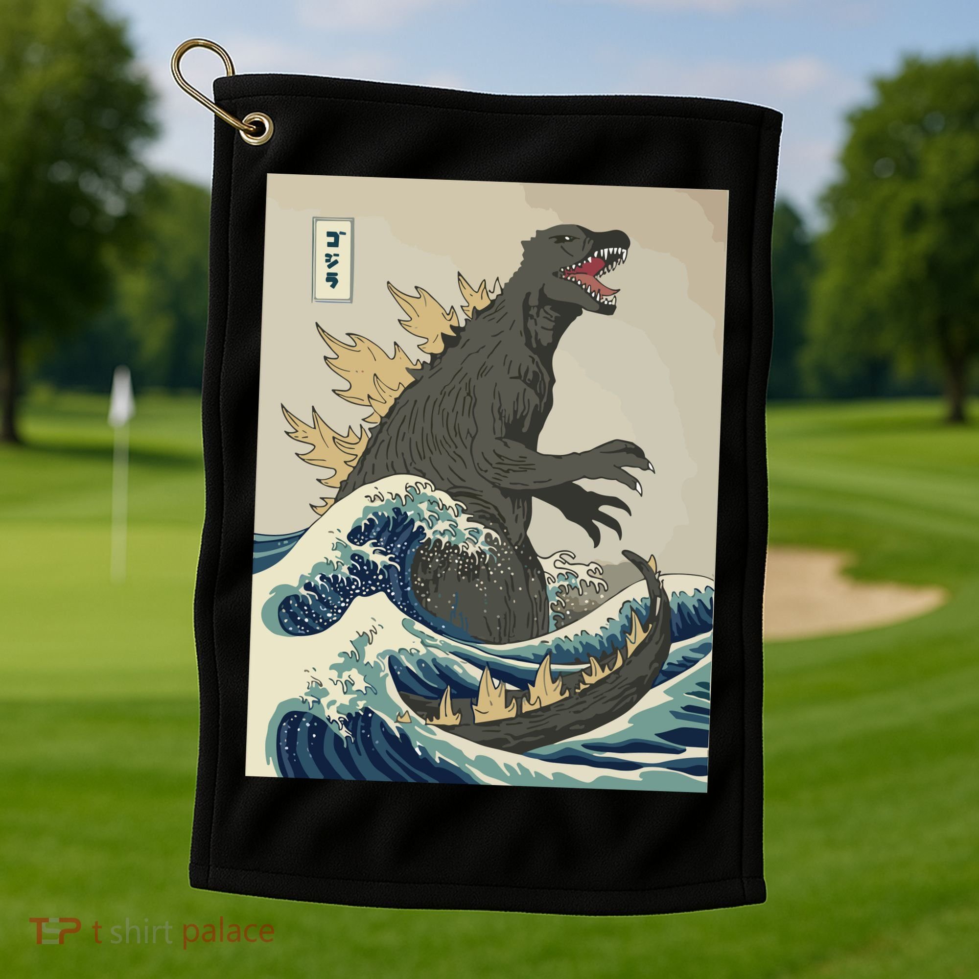 The Great Monster Off Kanagawa Team Wave Golf Towel