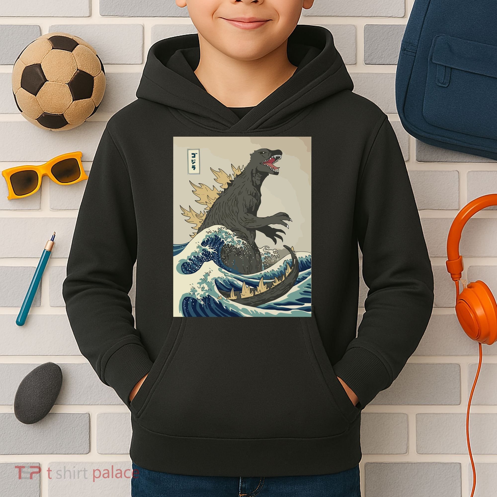The Great Monster Off Kanagawa Team Wave Kids Hoodie